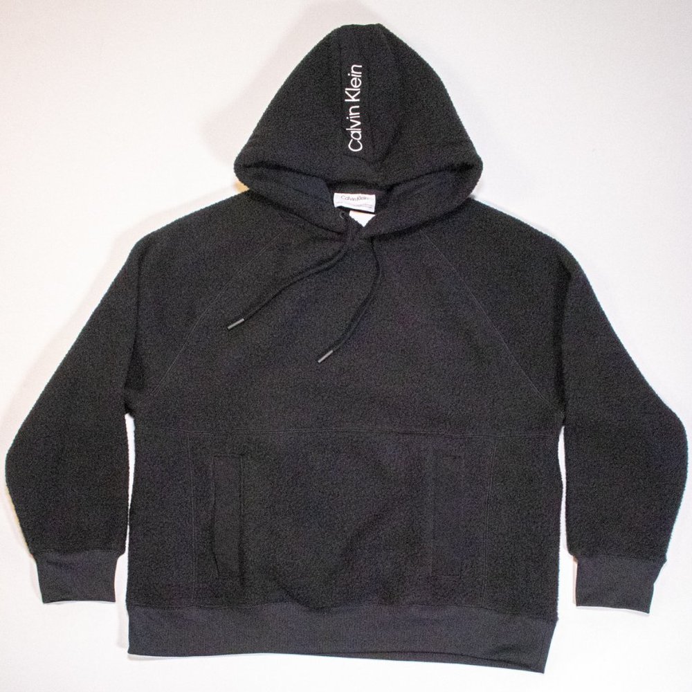 Calvin Klein Mens Hoodie Plush Sherpa w/ Kangaroo Pocket Relaxed